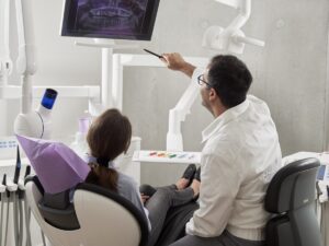 Close-up of healthy teeth and smile representing oral microbiome health